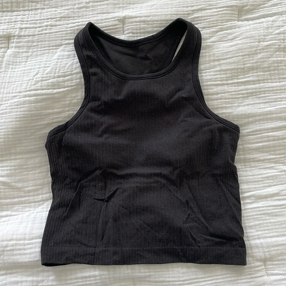 Lululemon cropped training top ribbed charcoal size 4